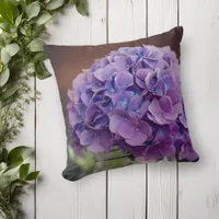 Purple Hydrangea in Mason Jar Photograph Throw Pillow