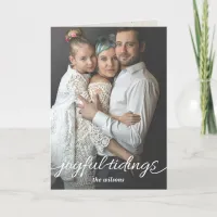 Gold Joyful Tidings Script Custom Full Photo  Holiday Card