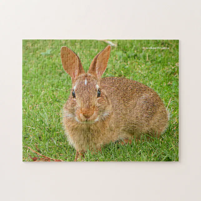 Cute Bunny Chewing Greens on the Golf Fairway Jigsaw Puzzle