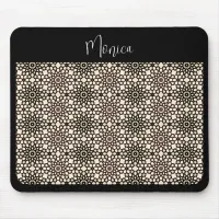 Sepia toned Abstract Snowflake Pattern Mouse Pad