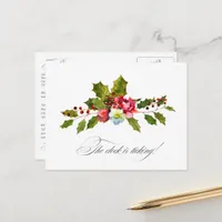 Watercolor Holly and Ivy Christmas Event Reminder Postcard