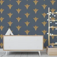 Elegant Teal Mustard Nordic Pattern Wallpaper