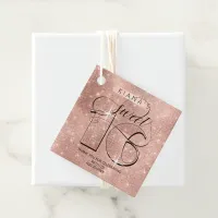 Glitter and Shine Sweet 16 Rose Gold ID675 Favor Tags