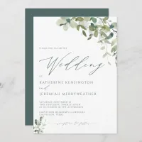 Modern Eucalyptus Minimalist Script Wedding Invitation