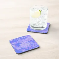 Camouflage Pastel Blue Abstract Pattern Beverage Coaster