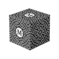 Geometric Pattern Monogram Black and White ID149 Cube