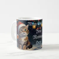 Festive Christmas kitten with Santa Hat Coffee Mug