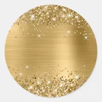 Faux Glittery Gold Foil Foil Texture Blank Classic Round Sticker