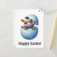 Adorable Funny Cute Easter Baby Hippo Postcard