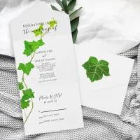 Green English Ivy Vine Wedding All In One Invitation