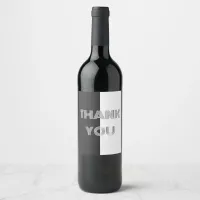 Thank You Black and White Elegant Stylish Op Art Wine Label