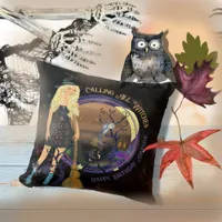 Halloween Witch Birthday Black  Throw Pillow