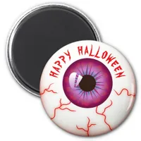 Funny Bloodshot Eyeball Happy Halloween Magnet