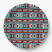 Southwest Mesas Turquoise & Red Geometric Design Paper Plates