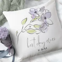 Chic Floral Wedding Best Day Ever Blackberry ID695 Throw Pillow