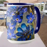 Forget-me-not flower with gold accents mug