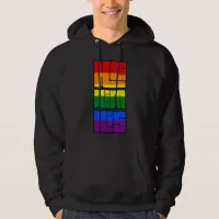 He Him His Pronouns Vertical Rainbow Design Hoodie