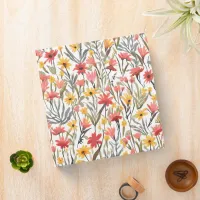 Watercolor Flowers Pretty Botanical Patterned 3 Ring Binder