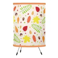 Cute fall pattern with colorful leaves and nuts tripod lamp