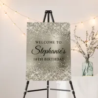 Glittery Platinum Foil 18th Birthday Welcome Foam Board