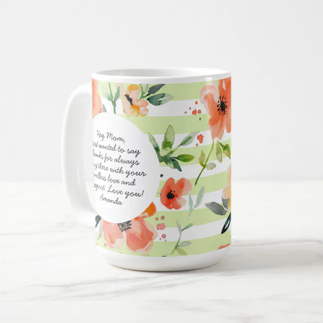 Spring Floral | Green Stripe | Mother's Day Photo Coffee Mug