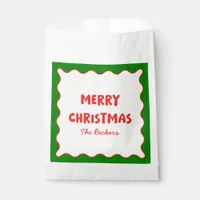 Fun Retro Wavy Red and Green Custom Chic Christmas Favor Bag