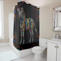 Zebra Stained Glass Mosaic Shower Curtain