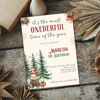 Winter Wonderland Christmas 1st Birthday Party Invitation