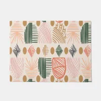 Caribbean Tribal Mudcloth: Boho Dark Green, Pink Doormat