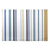 Blue Gold and White Beach Color Stripes Cloth Placemat