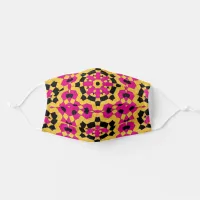 Yellow Pink & Black Geometric Mosaic Pattern Adult Cloth Face Mask