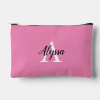 Pink Stylish Monogram Script Accessory Pouch