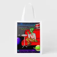 1970's Retro Extraterrestrial in Disco Lounge Grocery Bag