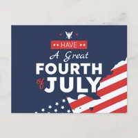 Coastal Patriotic Greetings 4th of July Holiday Postcard