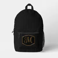 Elegant, Sophisticated Striped Monogram Printed Backpack