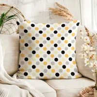 Black Gray Gold Polka Dot Throw Pillow