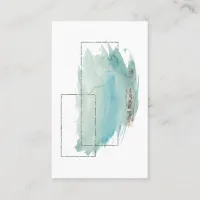 *~* Geometric Silver & Turquoise Watercolor Girly Business Card