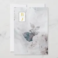 *~ QR AR26 Initials Bouquet RSVP Vintage Wedding Invitation