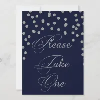 Glitter confetti navy silver please take one sign