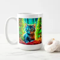 Cute Gray Kittens with Christmas Trees Coffee Mug