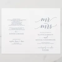 Elegant Typography Wedding Programs Dusty Blue -SP