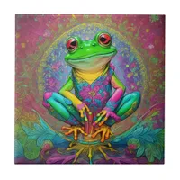 Green Coloured Frog Ceramic Tile Sets