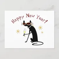 Happy New Year Cat with Champagne