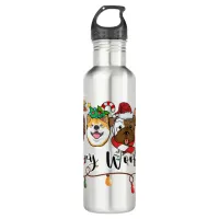 Merry Woofmas Typography Water Bottle