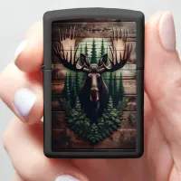 Moose Head On Wood Zippo Lighter