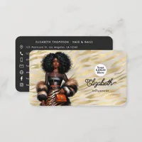 Bold Tiger Print Black Woman Boss Branding Business Card