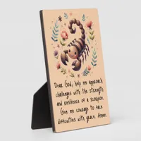 Kids Christian Prayer Woodland Scorpion on Peach | Plaque