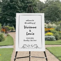 Chic Simple Hand Drawn Swan Wedding Welcome Sign