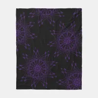 Purple and White Sharp Mandala Fleece Blanket