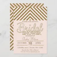 Blush Pink and Gold Glitter Bridal Shower Invite